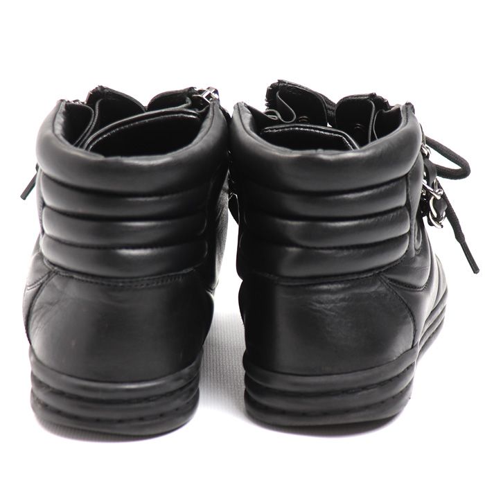 Chanel Leather Chain High Cut Sneakers Black 33