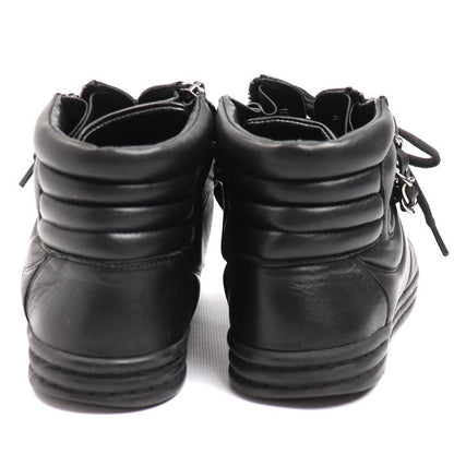 Chanel Leather Chain High Cut Sneakers Black 33