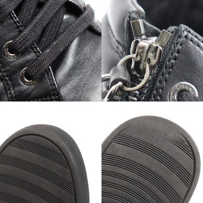 Chanel Leather Chain High Cut Sneakers Black 33