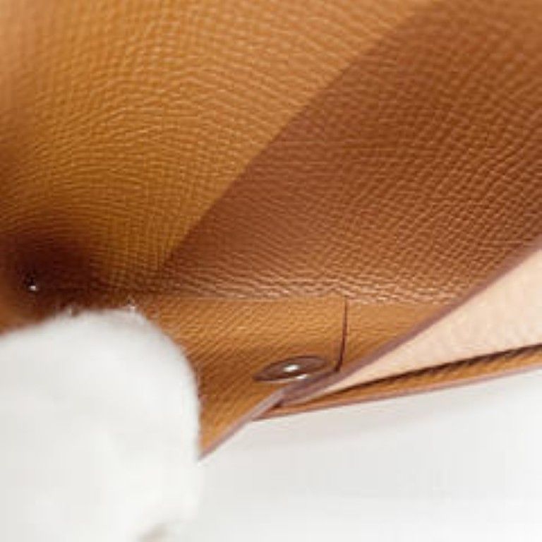 Hermes Card Case Business Card Holder Calvi Gold Epsom