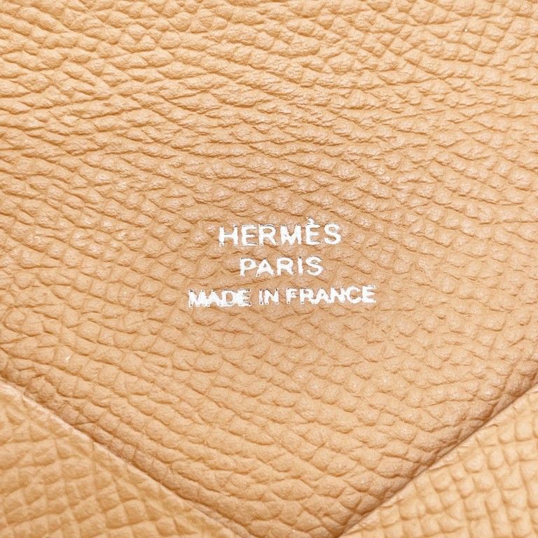 Hermes Card Case Business Card Holder Calvi Gold Epsom