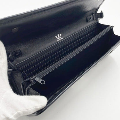 Balenciaga Wallet Strap Wallet Black White Leather Adidas