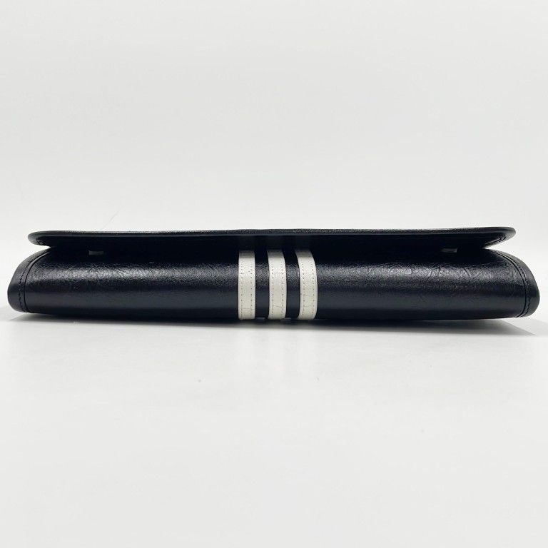 Balenciaga Wallet Strap Wallet Black White Leather Adidas