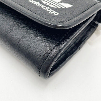 Balenciaga Wallet Strap Wallet Black White Leather Adidas