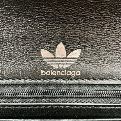 Balenciaga Wallet Strap Wallet Black White Leather Adidas
