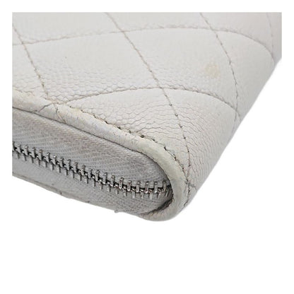 Chanel Zip Around Quilted Caviar Leather White