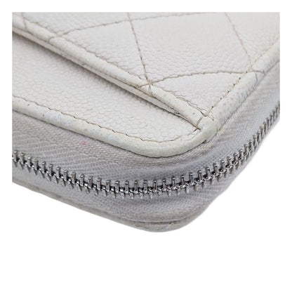Chanel Zip Around Quilted Caviar Leather White