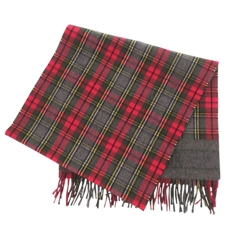 Dior Christian Check Wool Red Large Muffler Shawl Red Scarf
