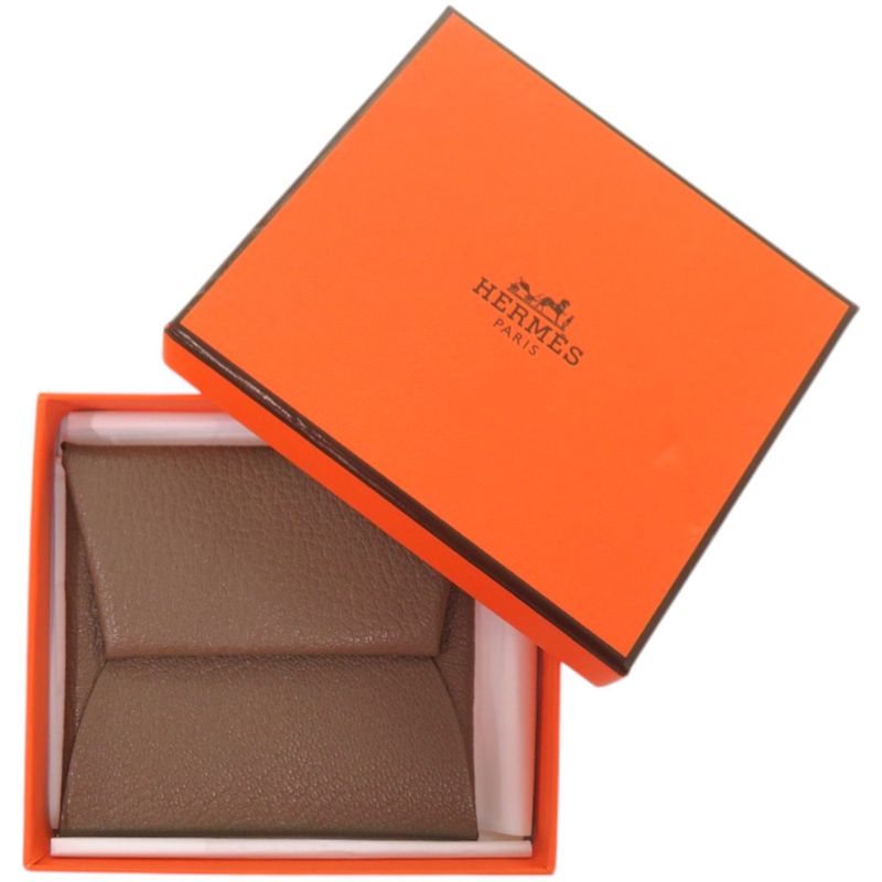 Hermes Bastia Chevre Etoupe Brown Coin Case