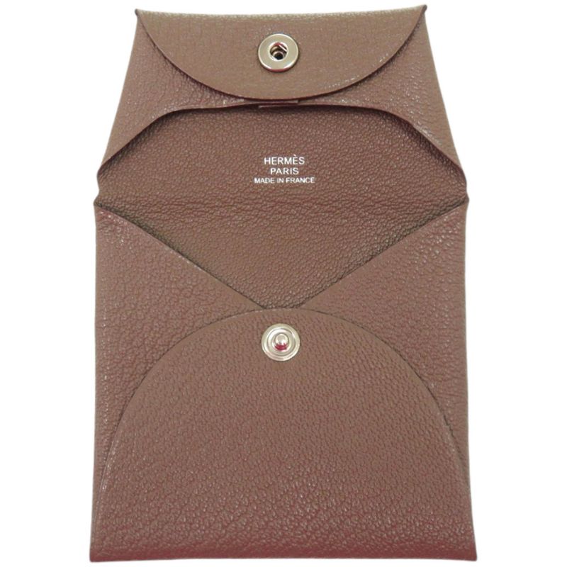Hermes Bastia Chevre Etoupe Brown Coin Case