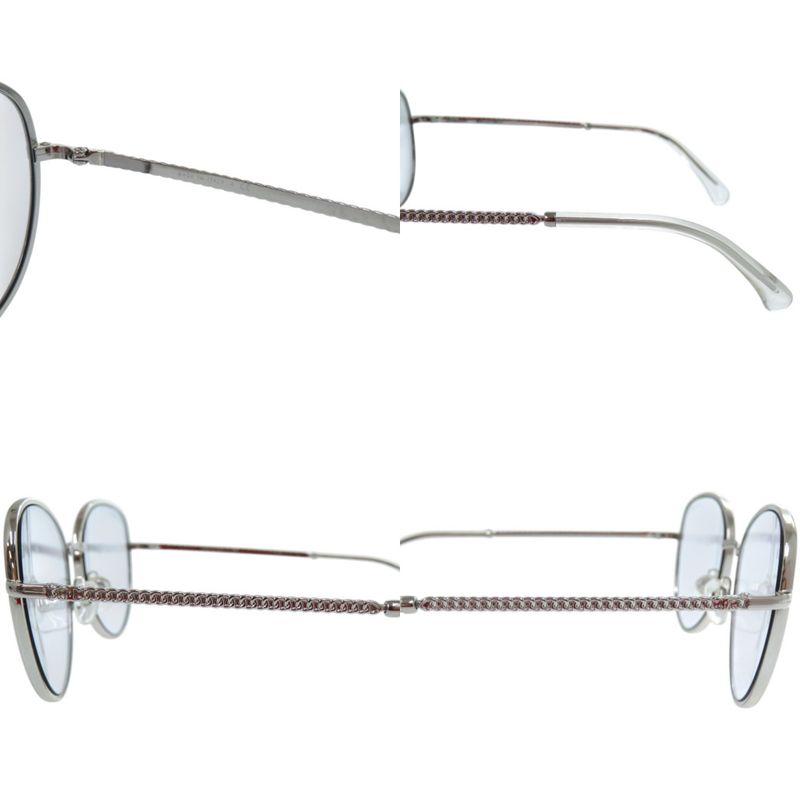 Chanel S Plastic Metal Blue Silver Sunglasses