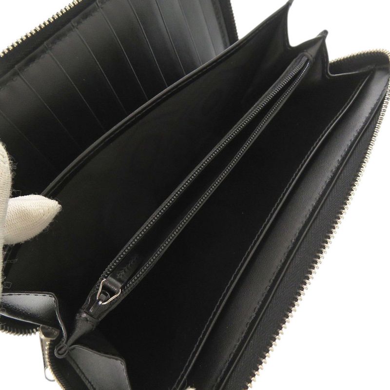 Gucci Zip Around Organizer GG Embossed Leather Black Long Wallet