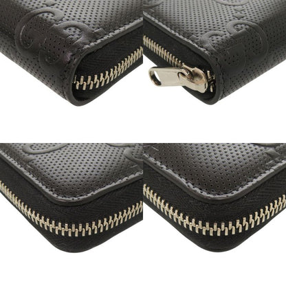 Gucci Zip Around Organizer GG Embossed Leather Black Long Wallet