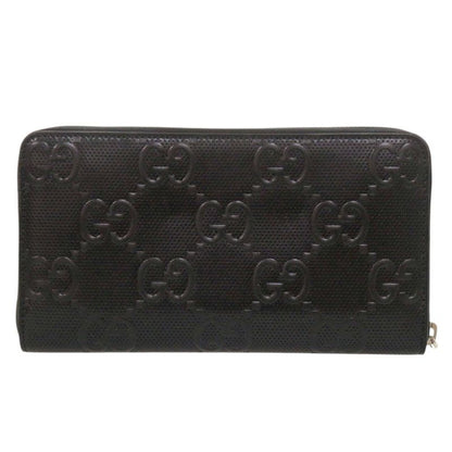 Gucci Zip Around Organizer GG Embossed Leather Black Long Wallet