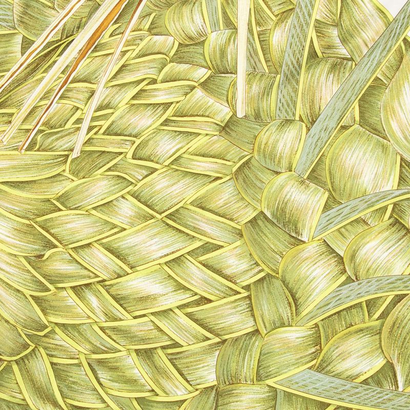 Hermes Skirt Lid Green Ivory 100% Twill Silk