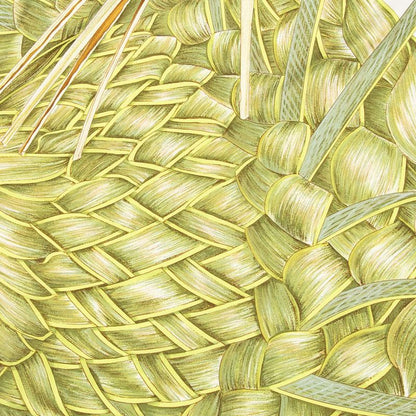 Hermes Skirt Lid Green Ivory 100% Twill Silk