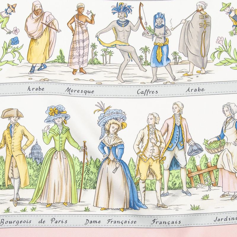 Hermes Scarf Pink White Gray 100% Twill Silk