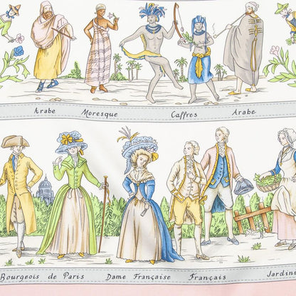 Hermes Scarf Pink White Gray 100% Twill Silk