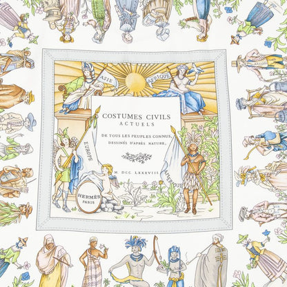 Hermes Scarf Pink White Gray 100% Twill Silk