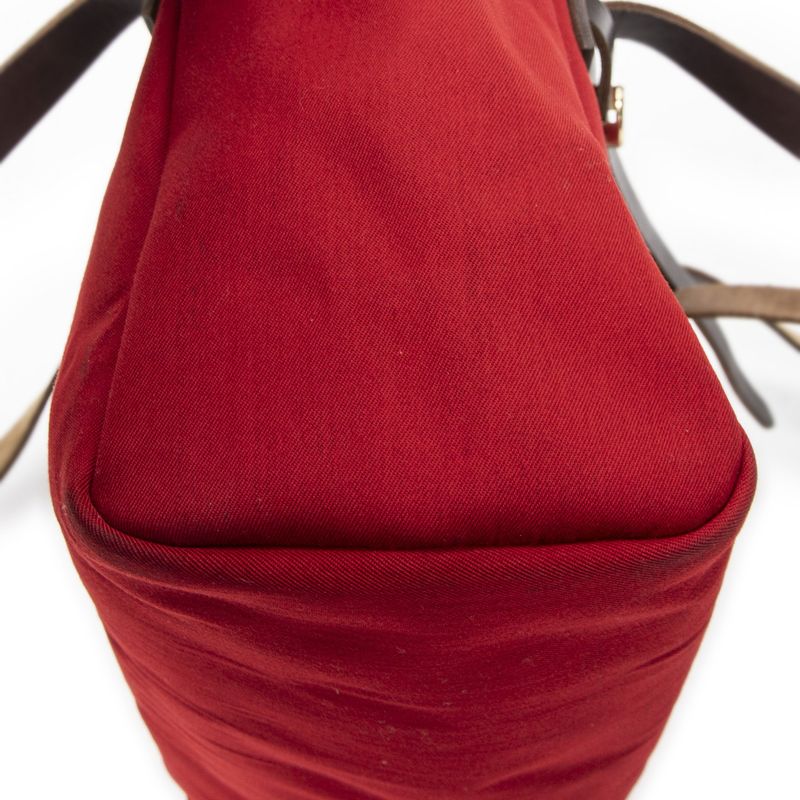 Hermes Herbag Cabas Red Brown Toile Offiche AB