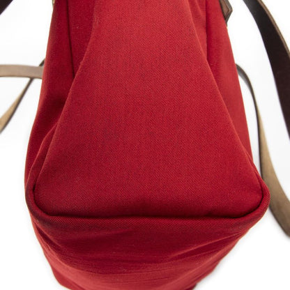 Hermes Herbag Cabas Red Brown Toile Offiche AB