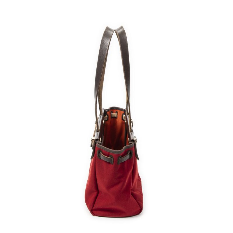Hermes Herbag Cabas Red Brown Toile Offiche AB