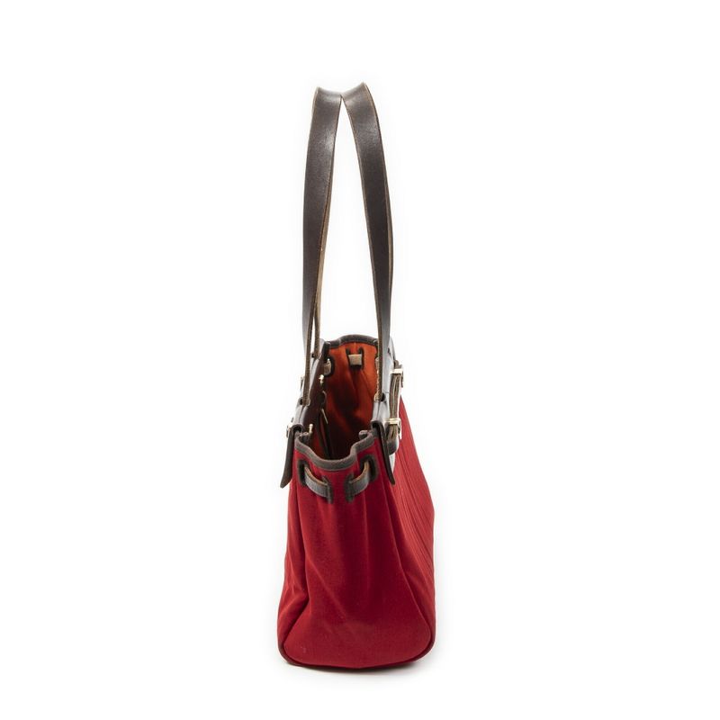 Hermes Herbag Cabas Red Brown Toile Offiche AB