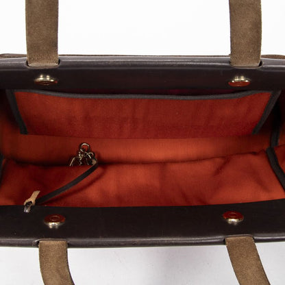 Hermes Herbag Cabas Red Brown Toile Offiche AB