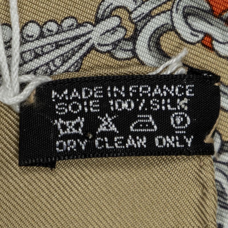 Hermes Scarf Gold Gray Orange 100% Twill Silk