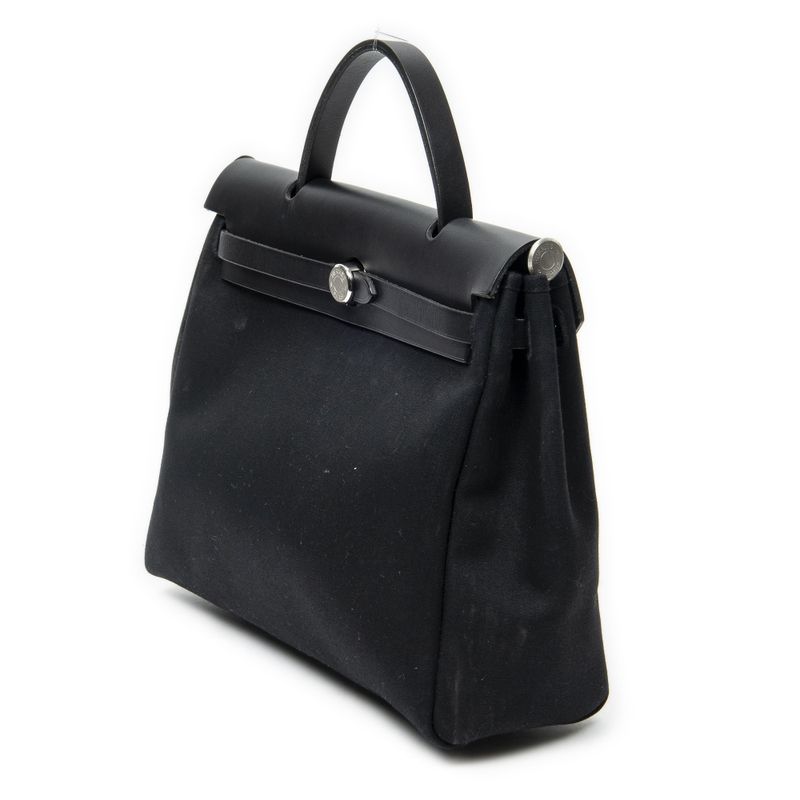 Hermes Herbag 2 in 1 Black Toile Offiche