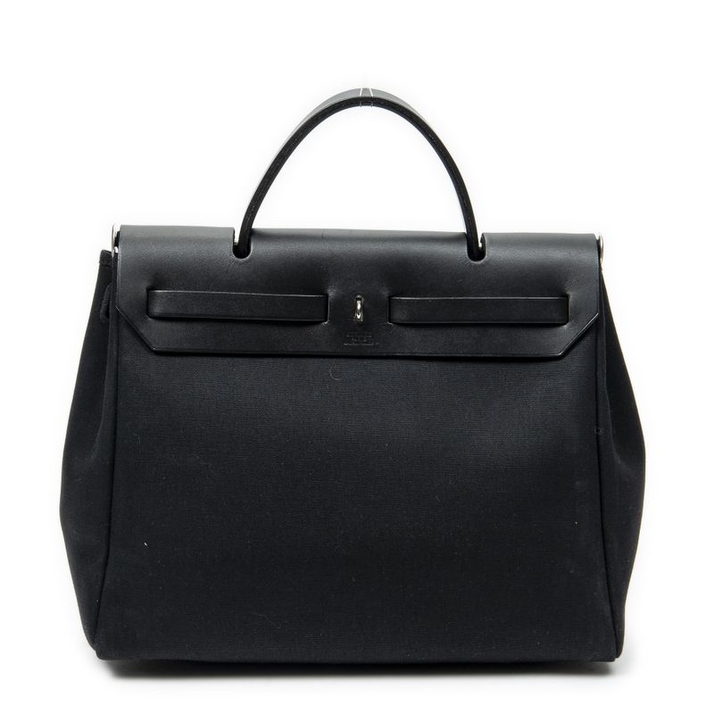 Hermes Herbag 2 in 1 Black Toile Offiche
