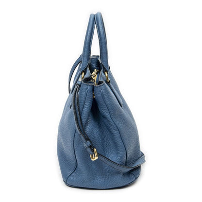 Prada Classic Shopping Tote Blue Vitello Daino