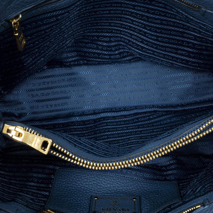 Prada Classic Shopping Tote Blue Vitello Daino