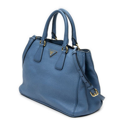 Prada Classic Shopping Tote Blue Vitello Daino