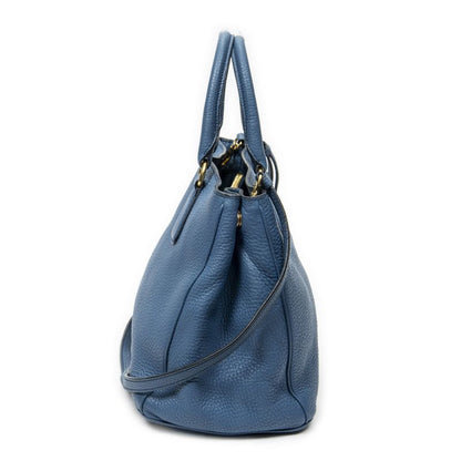 Prada Classic Shopping Tote Blue Vitello Daino