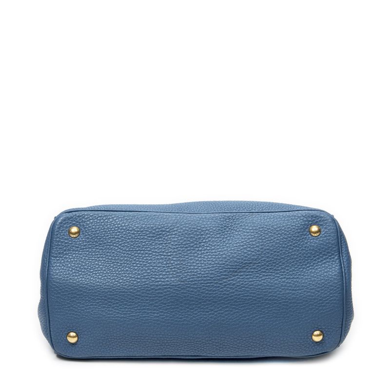 Prada Classic Shopping Tote Blue Vitello Daino
