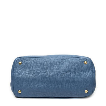 Prada Classic Shopping Tote Blue Vitello Daino