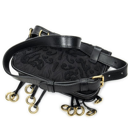 Prada Small Colbert Bag Black Embroidery Canvas