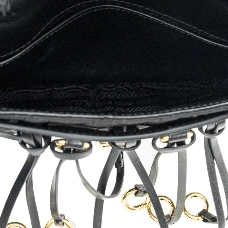 Prada Small Colbert Bag Black Embroidery Canvas