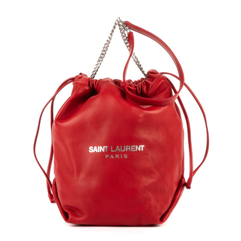 Saint Laurent Yves Teddy Bucket Red Smooth Leather