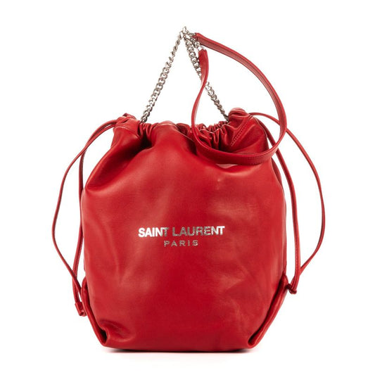 Saint Laurent Yves Teddy Bucket Red Smooth Leather