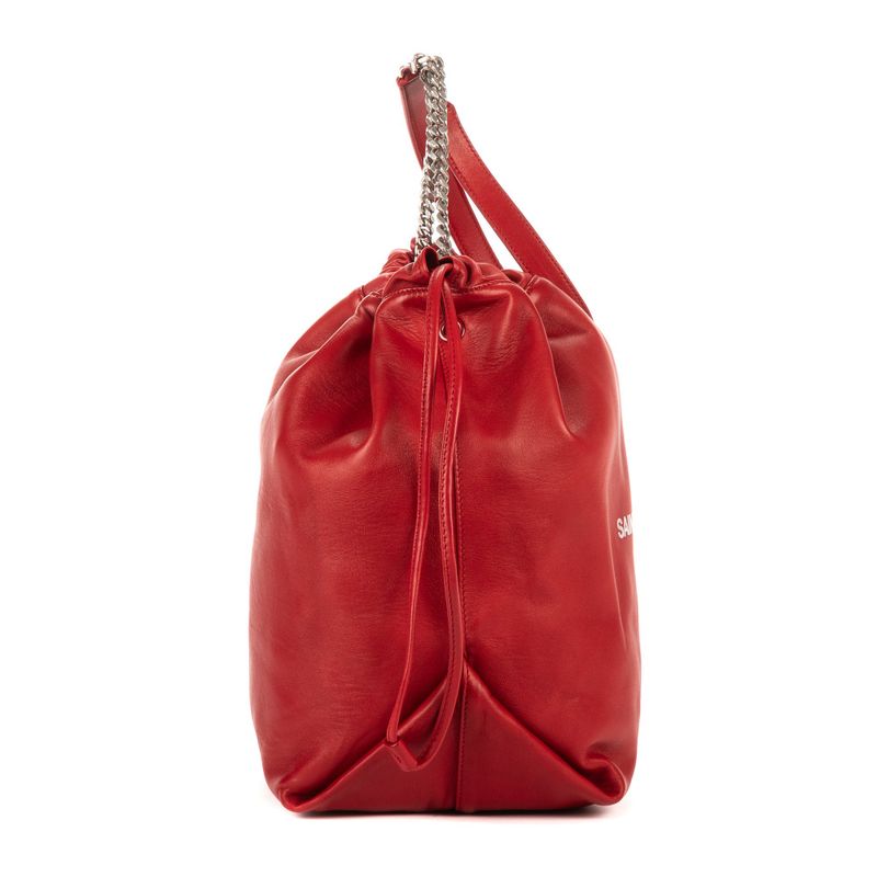 Saint Laurent Yves Teddy Bucket Red Smooth Leather