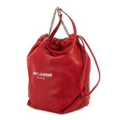 Saint Laurent Yves Teddy Bucket Red Smooth Leather