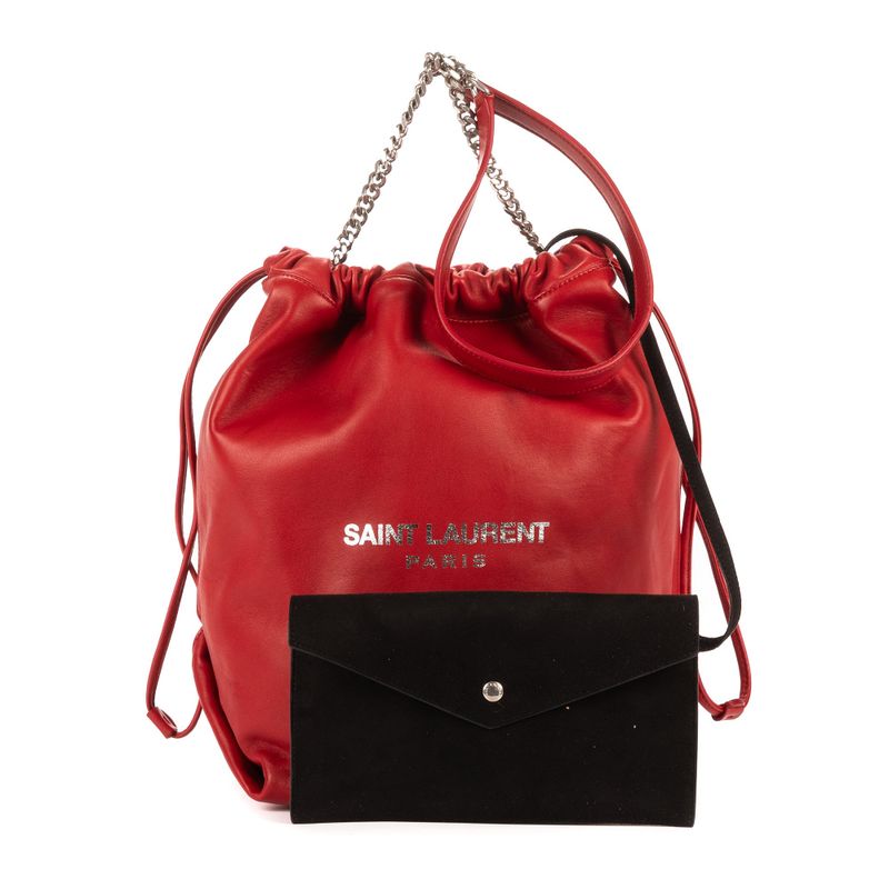Saint Laurent Yves Teddy Bucket Red Smooth Leather