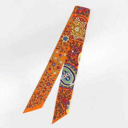 Hermes Twilly Tree of Life L'arbre de Vie Scarf Silk Orange Multicolor