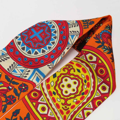 Hermes Twilly Tree of Life L'arbre de Vie Scarf Silk Orange Multicolor