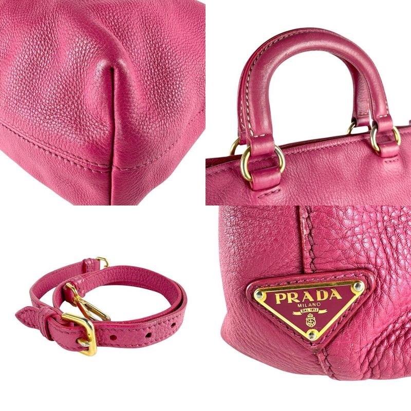 Prada Shoulder Bag Leather Pink