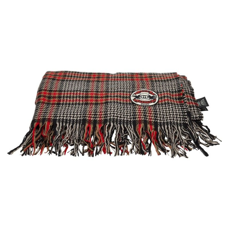 Gucci Houndstooth Black Brown Red Cashmere