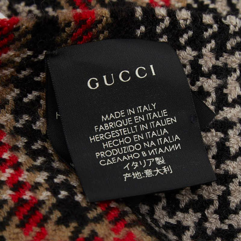 Gucci Houndstooth Black Brown Red Cashmere