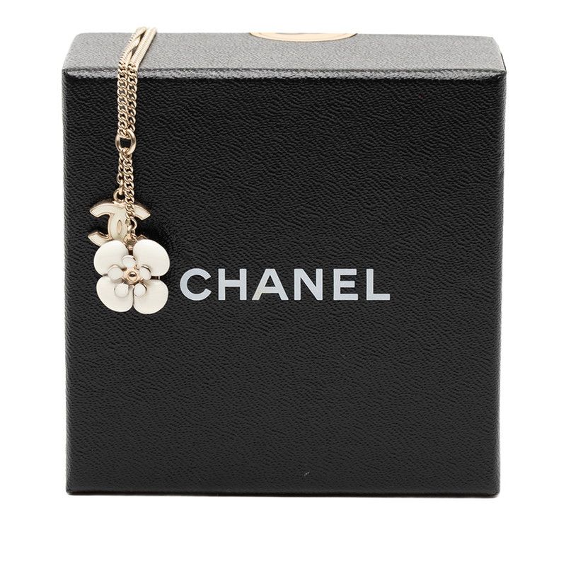 Chanel CC Logo Camellia Gold White Plated